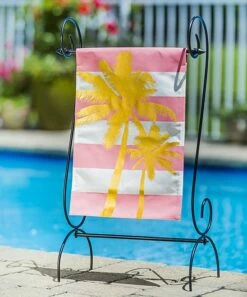 Cheap 🎉 Evergreen Black Scroll-Frame Garden Outdoor Flag Stand 😀