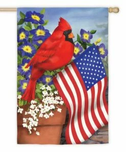 Coupon 🥰 Evergreen Blue & Red Cardinal Glory Star & Stripe Garden Outdoor Flag 🔔