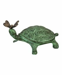 Buy 🔥 Evergreen Green Turtle & Butterfly Garden Statue 🧨