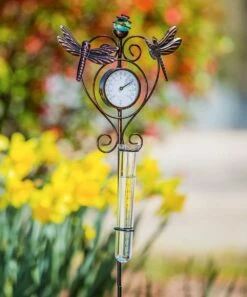 Outlet 😀 Evergreen Dragonfly Thermometer & Rain Gauge Garden Stake 👍 -Outlet Evergreen Shop zu84428895 alt 2 tm1642640681