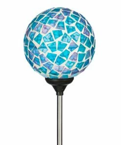 Budget 🛒 Evergreen Blue & Pink Mosaic Globe Solar Garden Stake 💯