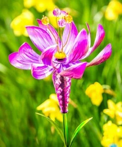 Cheapest 🔥 Evergreen Pink Flower Wind Spinner Garden Stake ✔️