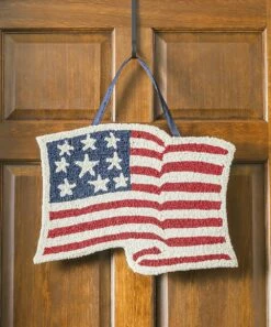 Budget 😍 Evergreen Red & Blue American Flag Hooked Hanging Door Décor 😍
