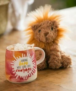 Promo π Evergreen Red 'Having Hope Will Give You Courage' Mug & Lion Plush Toy π