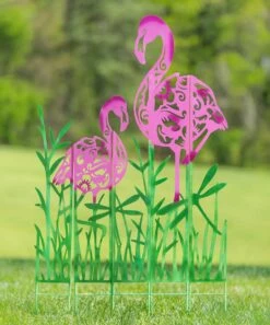Best Pirce 👍 Evergreen Flamingo Colored Metal Panel Garden Stake Set 🎁 -Outlet Evergreen Shop zu86557631 alt 3 tm1604347007