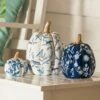 Deals 🎉 Evergreen Blue & White Floral Pumpkin Décor - Set Of Three 😀