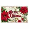 Hot Sale 🧨 Evergreen Red & Natural 'Merry 🎄 Christmas' Poinsettia Embossed Floor Mat 👍