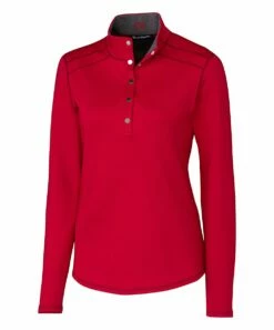 Hot Sale 🎉 Cutter & Buck Red Evergreen Reversible Overknit Pullover - 👩 Women & Plus ❤️