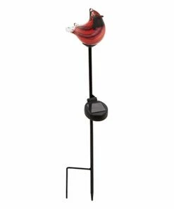 Promo ❤️ Evergreen Cardinal Glass Solar Garden Stake 🔔 -Outlet Evergreen Shop zu88442564 alt 2 tm1596722253