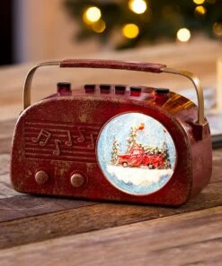 Best Pirce 😉 Evergreen Red Antiqued Musical LED Radio Décor 🔔