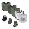 Cheapest 🎁 Hudson Baby Olive & Gray 'Beary Cute' Bib & 🧦 Socks Set - Infant 🌟