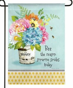 Best Pirce 😉 Evergreen Blue & Tan 'Bee The Reason' Flower Bucket Outdoor Flag 🤩