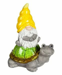 Best Sale π₯ Evergreen Green & Yellow Gnome On Traveling Turtle DΓ©cor π€©