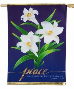 Flash Sale 🛒 Evergreen Blue & White 'Peace' Lilies 44'' Outdoor Flag 🧨