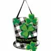 Cheapest ⌛ Evergreen Green & Black Gingham Shamrock Hat Door Décor 🎁