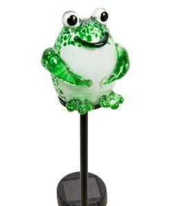 Coupon ✔️ Evergreen Frog Glass Solar Garden Stake 😍