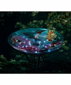 Brand new 👏 Evergreen Floral Hummingbird Solar Hand-Painted Glass Bird Bath 😀 -Outlet Evergreen Shop zu92011501 alt 3 tm1610026230