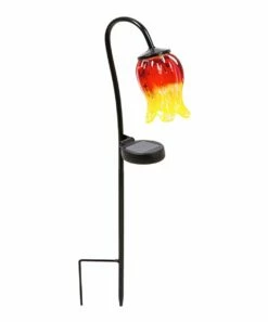 Cheapest 👏 Evergreen Orange & Yellow Glass Flower Solar Garden Stake ✔️ -Outlet Evergreen Shop zu92011503 alt 1 tm1631124836