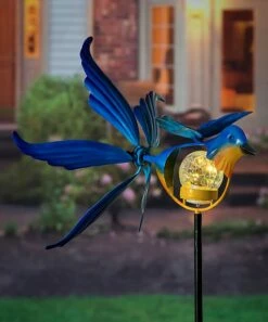Hot Sale π Evergreen Blue Bird Solar Kinetic Garden Stake βοΈ