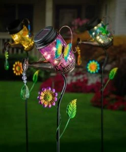 Coupon 🔥 Evergreen Butterfly Jar Watering Can Solar Garden Stake 🧨