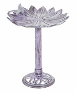 Coupon 👍 Evergreen Purple Floral Perched Bird Metal Birdbath 🌟