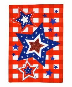 Deals 🔔 Evergreen Red Patriotic Star Trio Outdoor Flag 🥰