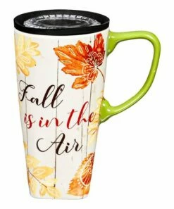 Top 10 🎉 Evergreen Brown 'Fall Is In The Air' Leaf 17-Oz. Travel Mug 👏