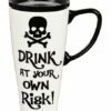 Buy 👍 Evergreen Black & White 'Drink At Your Own Risk' 17-Oz. Travel Mug ❤️