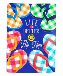 Wholesale 🛒 Evergreen Blue 'Life Is Better' Flip-Flop Outdoor Flag 😍 -Outlet Evergreen Shop zu93466279 alt 1 tm1617368939