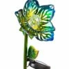Cheapest 🛒 Evergreen Blue & Green Flower Solar Glass & Metal Plant Pick 🧨