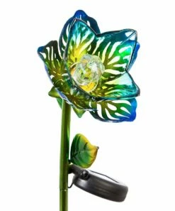 Cheapest π Evergreen Blue & Green Flower Solar Glass & Metal Plant Pick π§¨