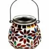 Hot Sale ✔️ Evergreen White & Red Floral Mosaic Solar-Powered Lantern 🧨