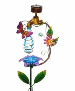 Cheap ❤️ Evergreen Pink & Green Butterfly Faucet Garden Stake 🎁