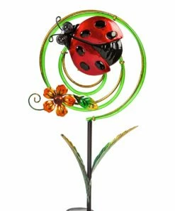 Promo ⌛ Evergreen Green & Red Ladybug Chasing Light Solar Garden Décor 😉 -Outlet Evergreen Shop zu93535331 main tm1614906386