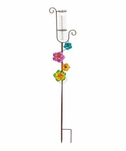 Discount ✔️ Evergreen Pink & Green Climbing Flower Rain Gauge ⭐ -Outlet Evergreen Shop zu93535350 alt 2 tm1618272775