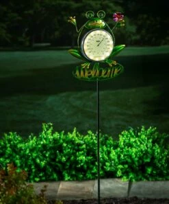 Best deal ⌛ Evergreen Frog Thermometer Solar Garden Stake 🎁