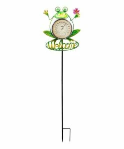 Best deal ⌛ Evergreen Frog Thermometer Solar Garden Stake 🎁 -Outlet Evergreen Shop zu93535354 alt 6 tm1617746077