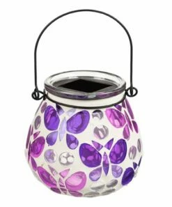 Cheapest 😀 Evergreen Purple Butterfly & Floral Mosaic Solar Lantern 😍