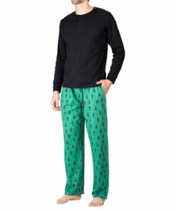 Best reviews of 🤩 SLEEPHERO Black & Evergreen Trees Henley Pajama Set - Men ⭐