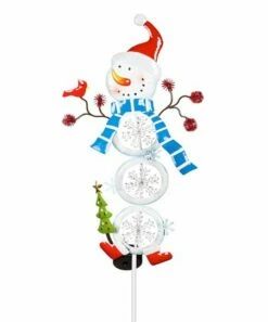 Promo 🔔 Evergreen White Color-Changing Snowflake Snowman Solar Garden Stake 😉