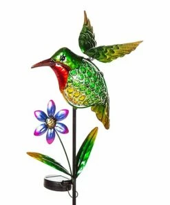 Best Sale 👍 Evergreen Green Hummingbird Solar Garden Stake 🥰