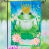 Deals ⭐ Evergreen Green & Gold Prince Frog Garden Flag ❤️