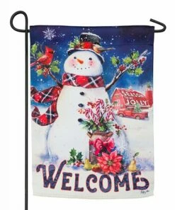 Cheap 🧨 Evergreen Blue & Red 'Welcome' Snowman Garden Flag 👏