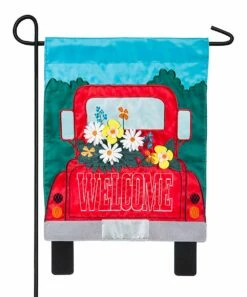 Brand new ✔️ Evergreen Red & Green 'Welcome' Truck Garden Flag ⌛ -Outlet Evergreen Shop zu94704755 main tm1617368939
