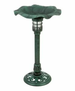 Cheap 🌟 Evergreen Green Patina Lily Pad Solar Plastic Bird Bath ⭐