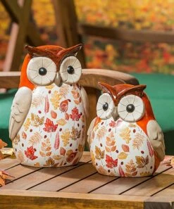 Coupon ✔️ Evergreen Ceramic Fall Harvest Owl Figurine - Set Of Two 🧨