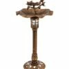 Budget 🔔 Evergreen Gold Finish Bird On Branch Solar Bird Bath ✨