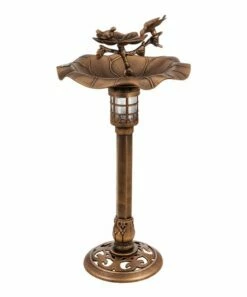 Budget 🔔 Evergreen Gold Finish Bird On Branch Solar Bird Bath ✨