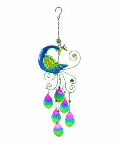 Top 10 👏 Evergreen Blue & Green Peacock Glass & Metal Wind Chime 🛒