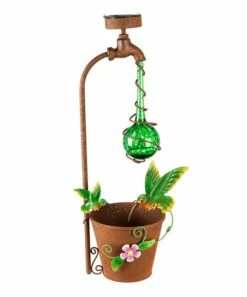 Buy 😀 Evergreen Green Solar Drip & Hummingbird Glass Planter 🧨